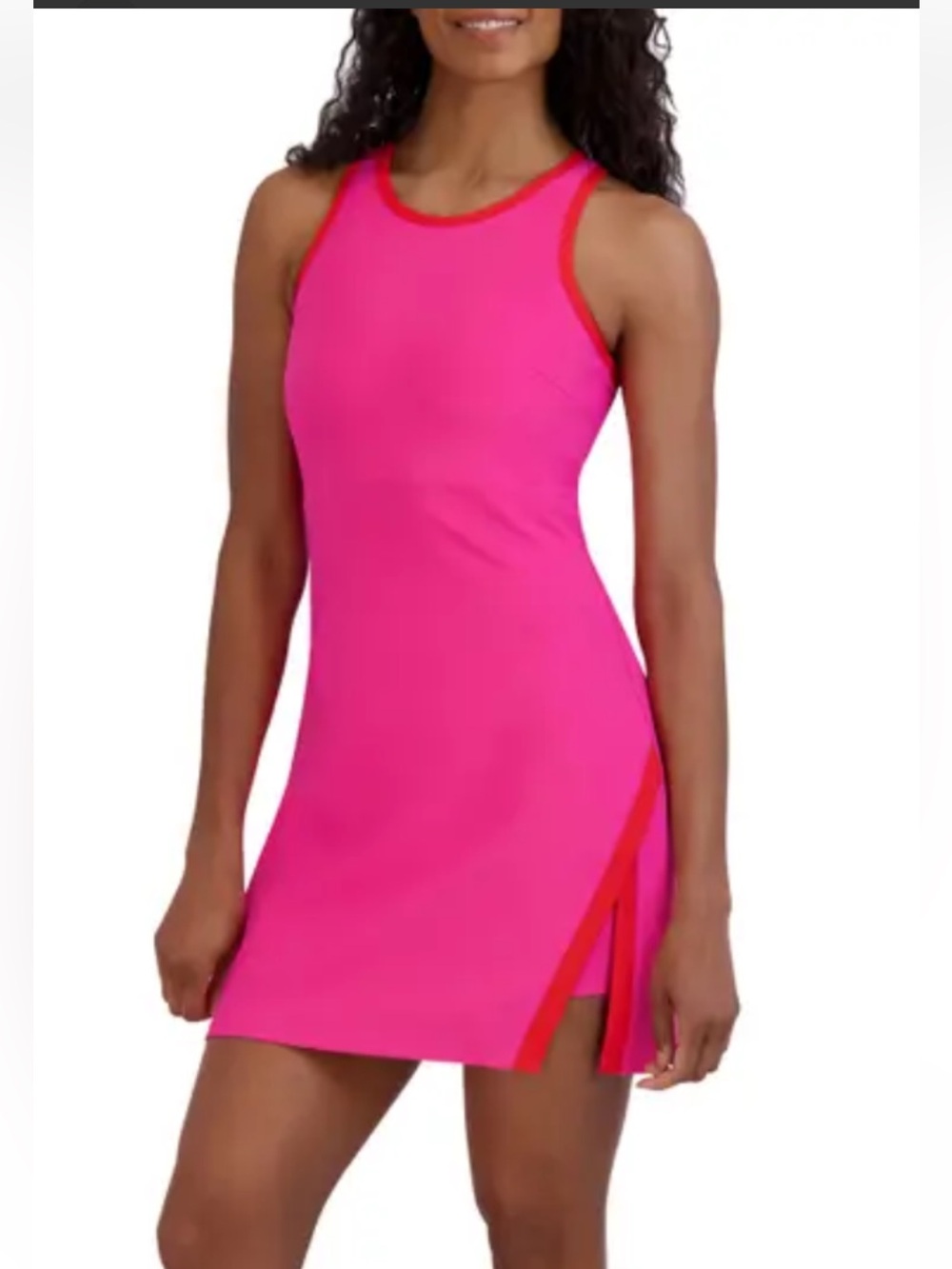 Sage Hot Pink Athletic Tank Tennis Dress with Red/Orange Trim Sz Small. ADORABLE